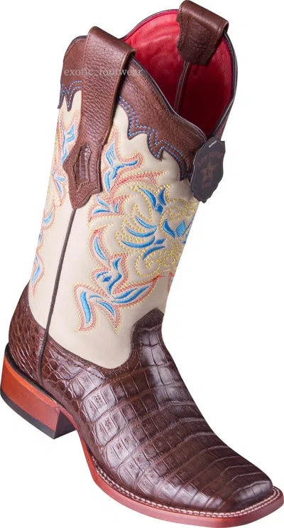 Pre-owned Los Altos Boots Women Los Altos Brown Caiman Crocodile Belly Ranch-square-toe Western Boot