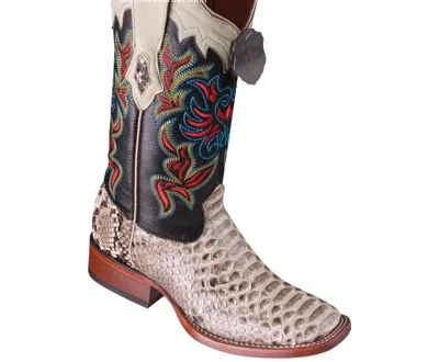 Pre-owned Los Altos Boots Women Los Altos Natural Python Ranch-square-toe Western Boot In Beige