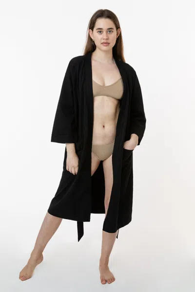 Los Angeles Apparel 1247gd - Women's Heavy Jersey House Robe In Black