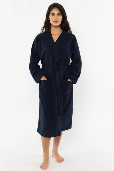 Los Angeles Apparel 1247gd - Women's Heavy Jersey House Robe In Midnight Navy