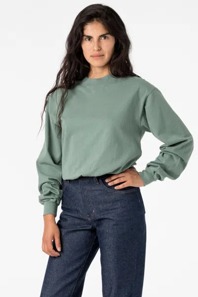 Los Angeles Apparel 1406gd Mix - Long Sleeve Garment Dye Mockneck T-shirt In Green