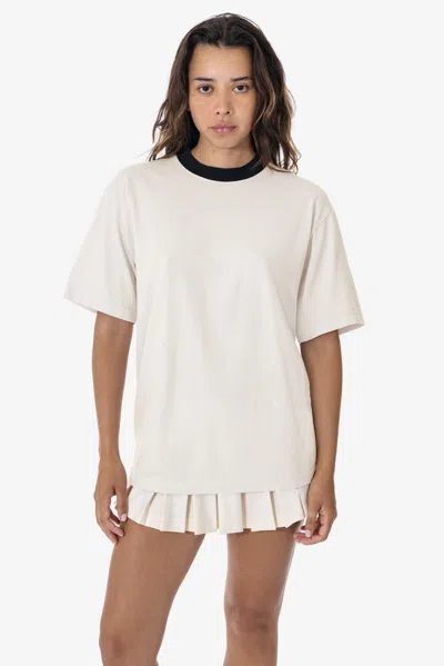 Los Angeles Apparel 1801gdrin - 6.5oz Garment Dye Crew Neck Ringer T-shirt In White