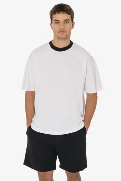 Los Angeles Apparel 1801gdrin - 6.5oz Garment Dye Crew Neck Ringer T-shirt In White