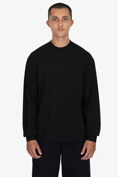Los Angeles Apparel 1810gd - Long Sleeve Garment Dye Pocket T-shirt In Black
