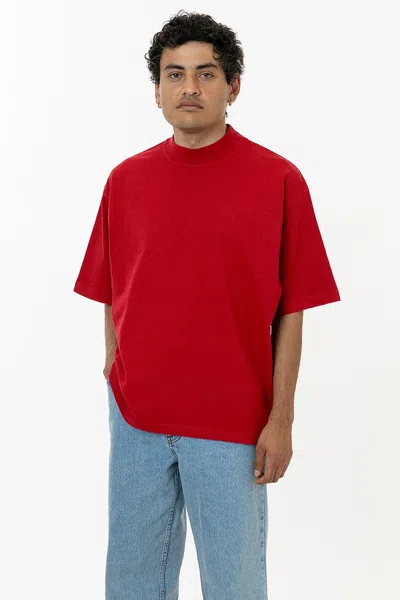 Los Angeles Apparel 1825gd - Oversized Short Sleeve High Mockneck T-shirt In Red