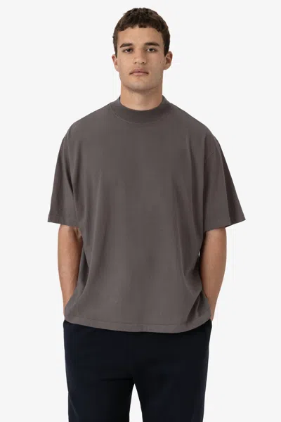 Los Angeles Apparel 1825gd - Oversized Short Sleeve High Mockneck T-shirt In Gray