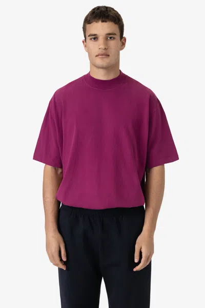 Los Angeles Apparel 1825gd - Oversized Short Sleeve High Mockneck T-shirt In Pink