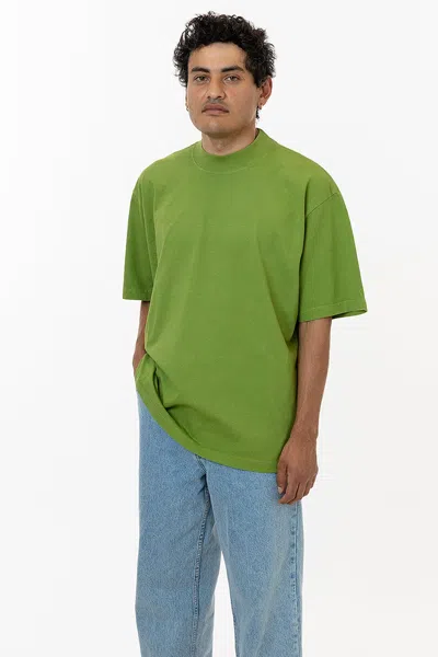 Los Angeles Apparel 1825gd Unisex - Oversized Short Sleeve High Mockneck T-shirt In Green