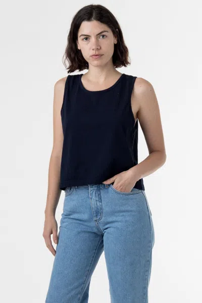 Los Angeles Apparel 1833gd - Garment Dye Mid-tank In Blue