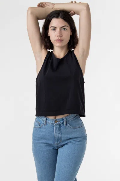 Los Angeles Apparel 1833gd - Garment Dye Mid-tank In Black