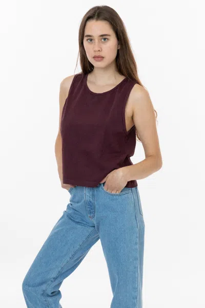 Los Angeles Apparel 1833gd - Garment Dye Mid-tank In Burgundy