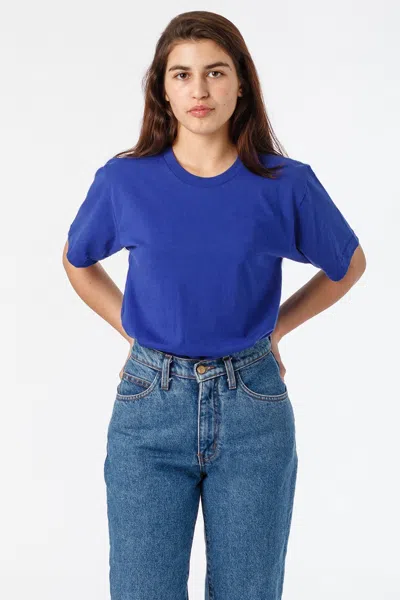 Los Angeles Apparel 20001 - Fine Jersey Crew Neck T-shirt In Blue