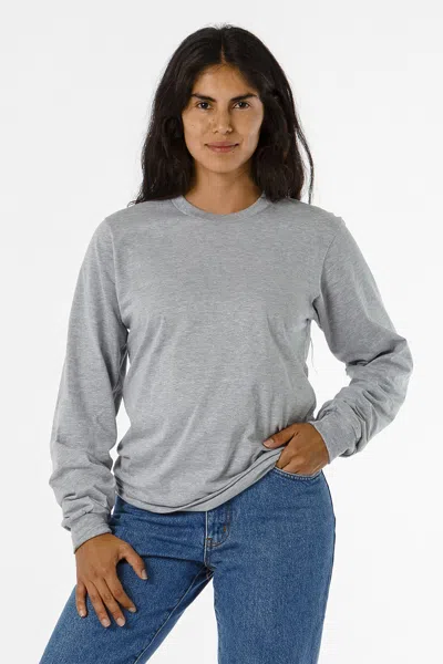 Los Angeles Apparel 20007 - Fine Jersey Long Sleeve Crew Neck T-shirt In Gray