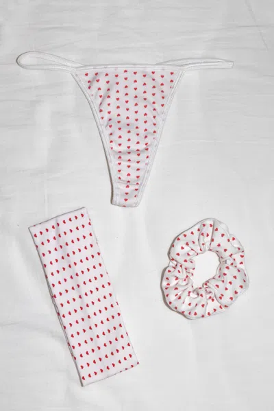 Los Angeles Apparel 43013p-gs - Printed Baby Rib Thong/scrunchie/headband Gift Set In Multi
