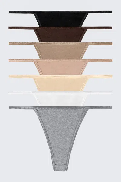 Los Angeles Apparel 43013set - Contrast Baby Rib Thong 7-pack In Multi