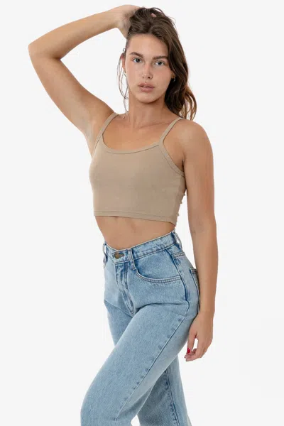 Los Angeles Apparel 43016 - Baby Rib Spaghetti Crop Tank In Brown