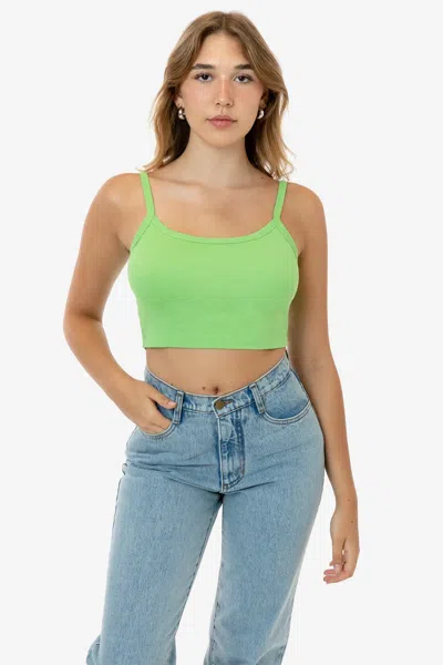 Los Angeles Apparel 43016 - Baby Rib Spaghetti Crop Tank In Green