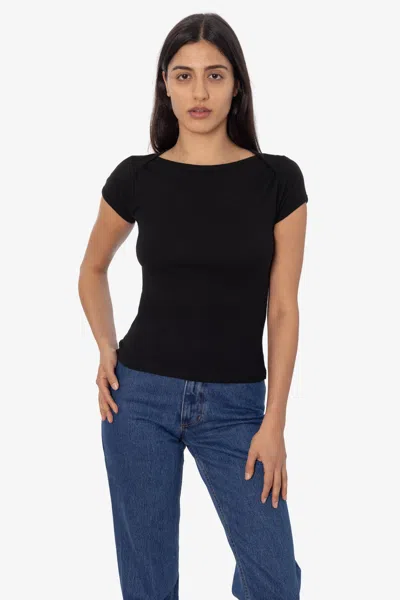 Los Angeles Apparel 43050 - Baby Rib Lap Neck T-shirt In Black