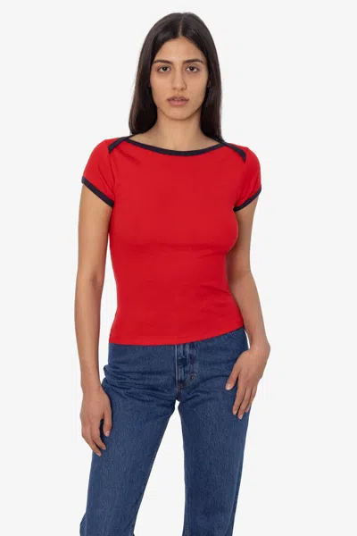 Los Angeles Apparel 43050 - Baby Rib Lap Neck T-shirt In Red