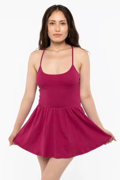 Los Angeles Apparel 43206x - Baby Rib Cross Back Mini Dress In Ruby
