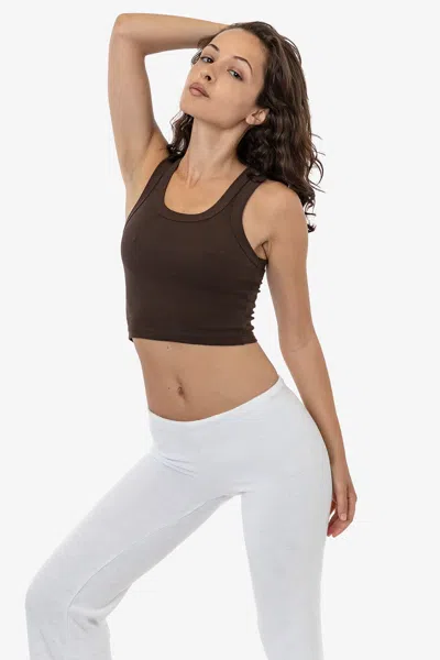 Los Angeles Apparel 4328 - Sporty Baby Rib Crop Tank In Brown