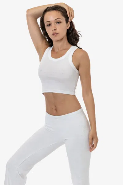 Los Angeles Apparel 4328 - Sporty Baby Rib Crop Tank In White