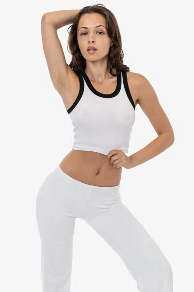 Los Angeles Apparel 4328 - Sporty Baby Rib Crop Tank In White