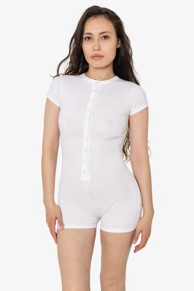 Los Angeles Apparel 43360 - Baby Rib Button Front Romper In White
