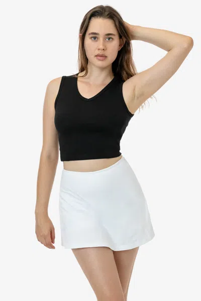 Los Angeles Apparel 4357 - Baby Rib Sleeveless V-neck Crop Tank In Black