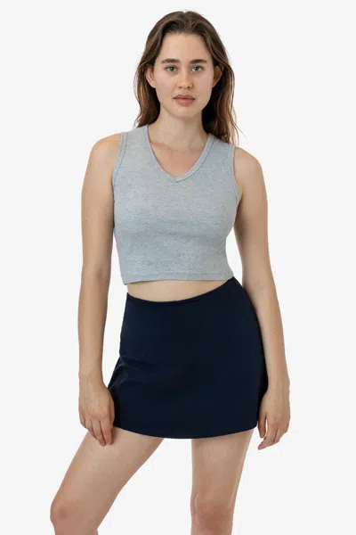 Los Angeles Apparel 4357 - Baby Rib Sleeveless V-neck Crop Tank In Gray