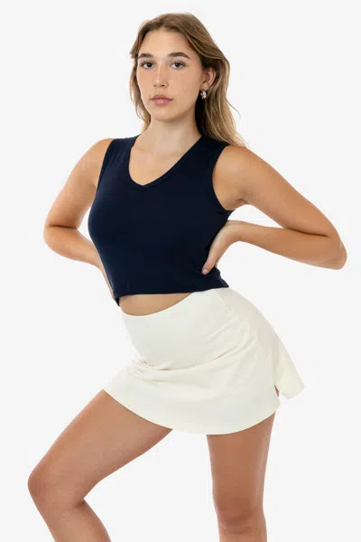 Los Angeles Apparel 4357 - Baby Rib Sleeveless V-neck Crop Tank In Blue