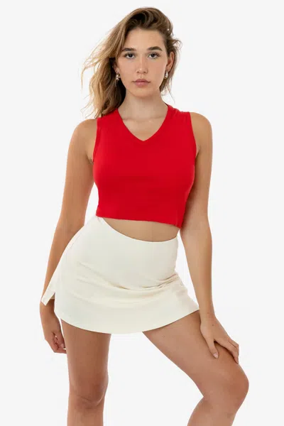 Los Angeles Apparel 4357 - Baby Rib Sleeveless V-neck Crop Tank In Red