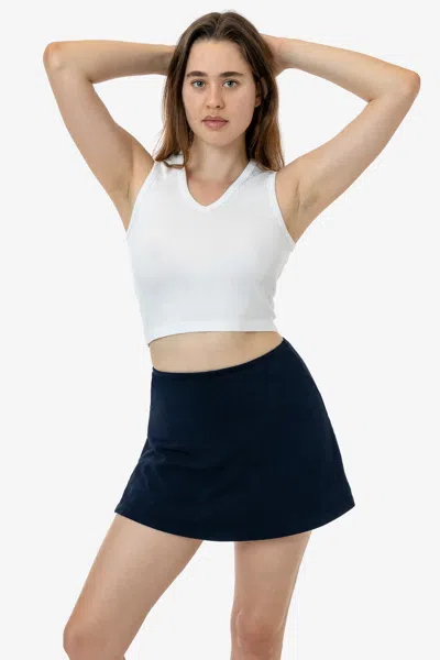 Los Angeles Apparel 4357 - Baby Rib Sleeveless V-neck Crop Tank In White