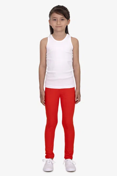 Los Angeles Apparel 81280 - Kids Cotton Spandex Legging In Red Orange