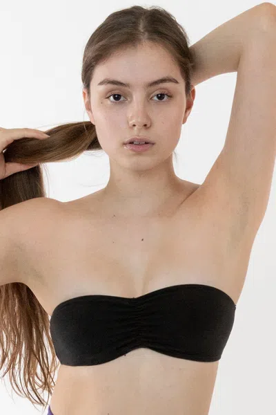 Los Angeles Apparel 83007gd - Garment Dye Ruched Tube Bra In Black