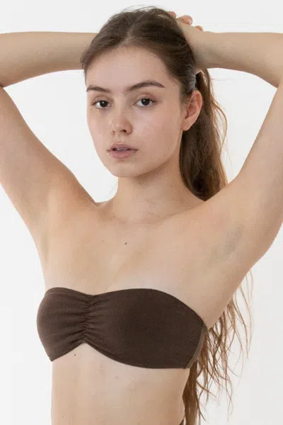 Los Angeles Apparel 83007gd - Garment Dye Ruched Tube Bra In Brown