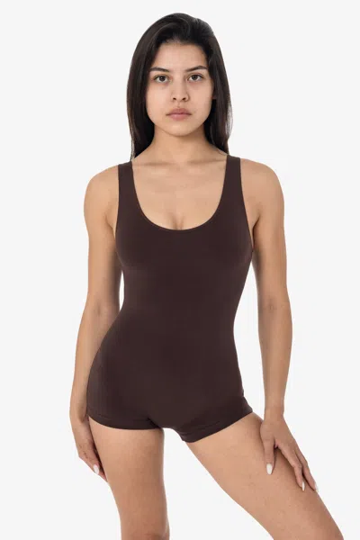 Los Angeles Apparel 83051gd-sh - Garment Dye Tank Short Biketard In Brown
