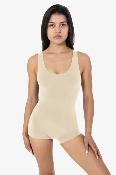 Los Angeles Apparel 83051gd-sh - Garment Dye Tank Short Biketard In Neutral