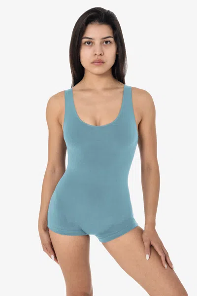 Los Angeles Apparel 83051gd-sh - Garment Dye Tank Short Biketard In Blue