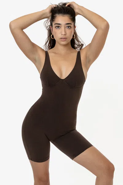 Los Angeles Apparel 83052gd - Garment Dye Bra Tank Biketard In Brown