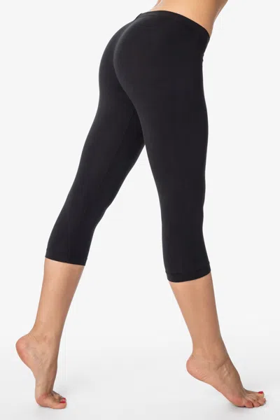 Los Angeles Apparel 83216gd - Garment Dye Cropped Legging In Black