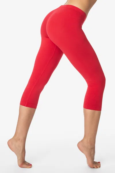 Los Angeles Apparel 83216gd - Garment Dye Cropped Legging In Red