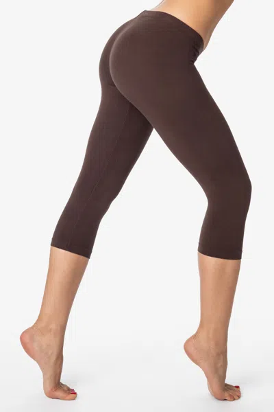 Los Angeles Apparel 83216gd - Garment Dye Cropped Legging In Brown