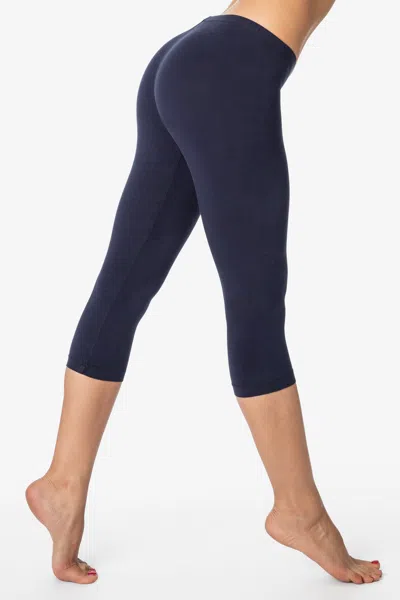 Los Angeles Apparel 83216gd - Garment Dye Cropped Legging In Blue