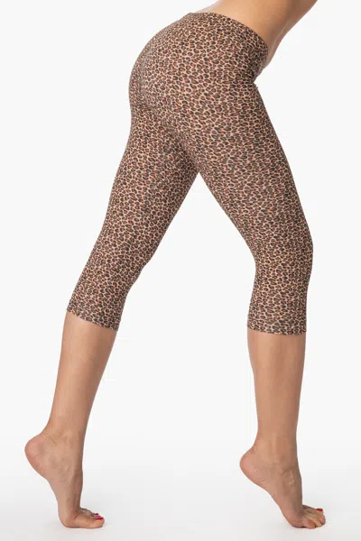 Los Angeles Apparel 83216p - Printed Cotton Spandex Cropped Legging In Brown