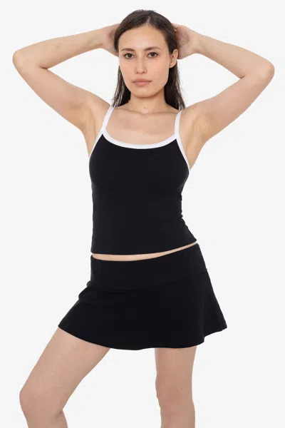 Los Angeles Apparel 8335gd - Garment Dye Cotton Spandex Yoga Skirt In Black