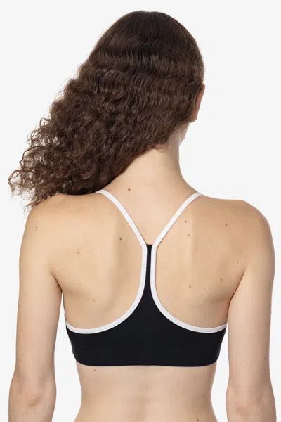 Los Angeles Apparel 83586 - Cotton Spandex Contrast Racerback Sports Bra In Black/white