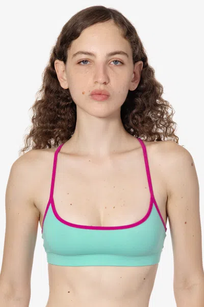 Los Angeles Apparel 83586 - Cotton Spandex Contrast Racerback Sports Bra In Mint/red Violet