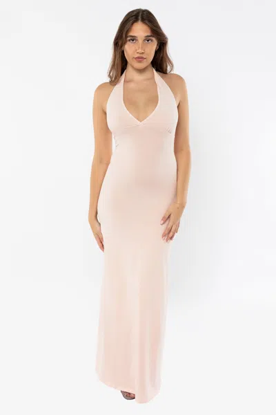 Los Angeles Apparel 8374 - Cotton Spandex Halter Maxi Dress In Pink