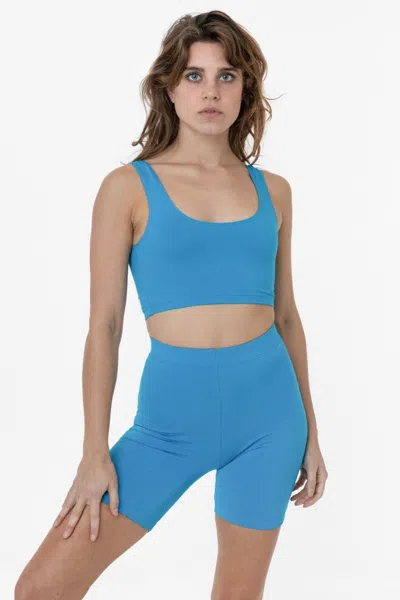 Los Angeles Apparel 8383 - Cotton Spandex Tank Crop Top In Blue
